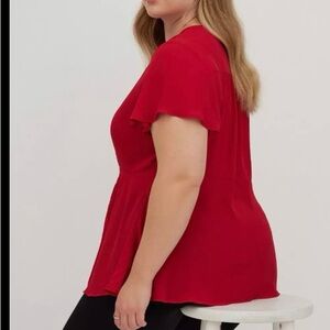 Torrid Red Relaxed Blouse with Long Sleeves